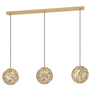 Κρεμαστό 3φωτο φωτιστικό SKOURA Μαύρο-Μπρονζέ