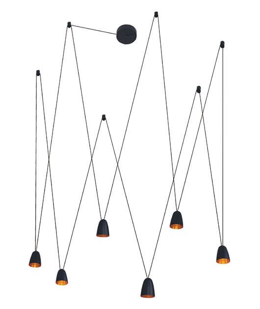 Κρεμαστό Φωτιστικό Οροφής Πολύφωτο Led Αλουμινίου Μαύρο ZAMBELIS LIGHTS