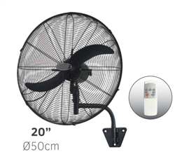 Lineme Επαγγελματικός Ανεμιστήρας Τοίχου 50cm με Διακόπτη και Τηλεχειριστήριο Μαύρο