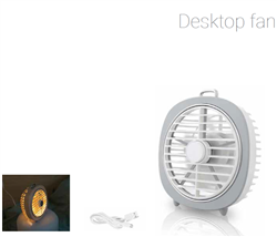 Lineme USB Desktop fan Ανεμιστήρας Επιτραπέζιος με φως LED Λευκό