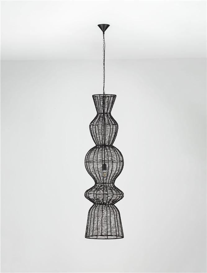 Κρεμαστό Φωτιστικό E27 1x12W 38x136cm Breena Μαύρο