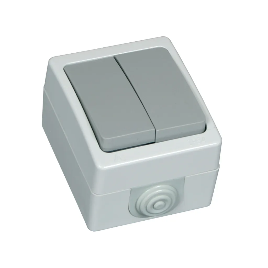 Διακόπτης στεγανός K/R ή Διπλός A/R 2500W Πλαστικό Ασημί 10A IP54