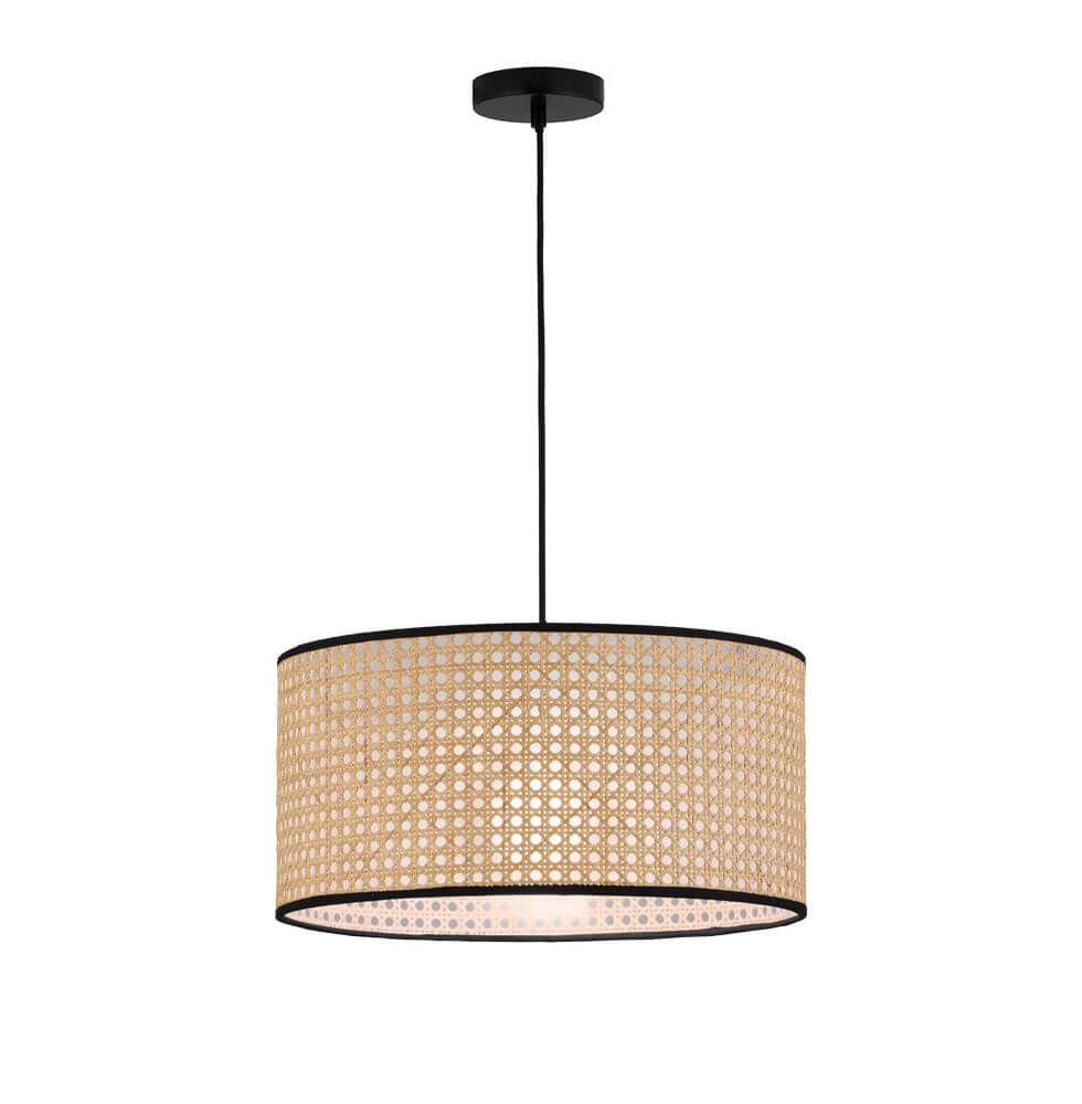 Κρεμαστό Μονόφωτο Gheisa E27 40W 40x123cm Ραττάν-Μαύρο
