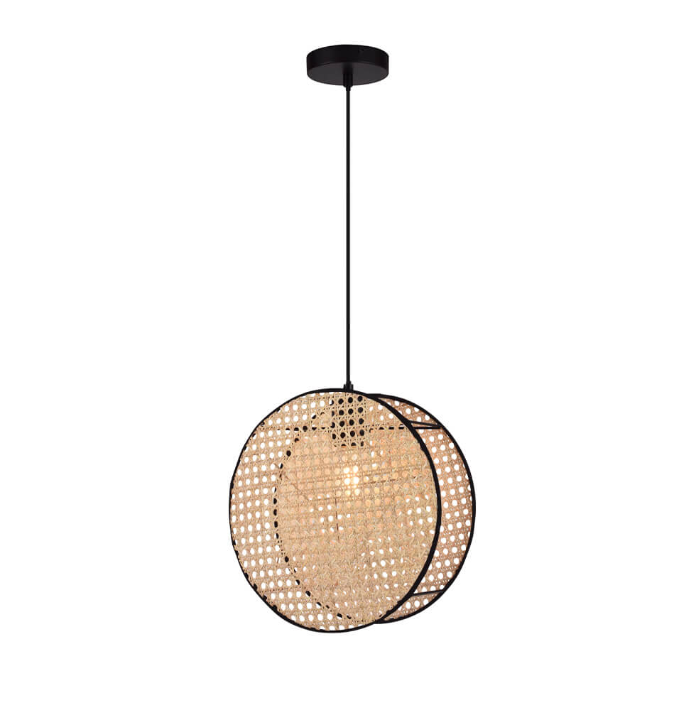 Κρεμαστό Μονόφωτο Gheisa E27 40W 30×133.5cm Ραττάν-Μαύρο