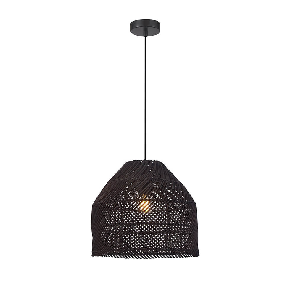 Κρεμαστό Μονόφωτο Mallonca E27 40W 34,5x150cm Μαύρο Ραττάν