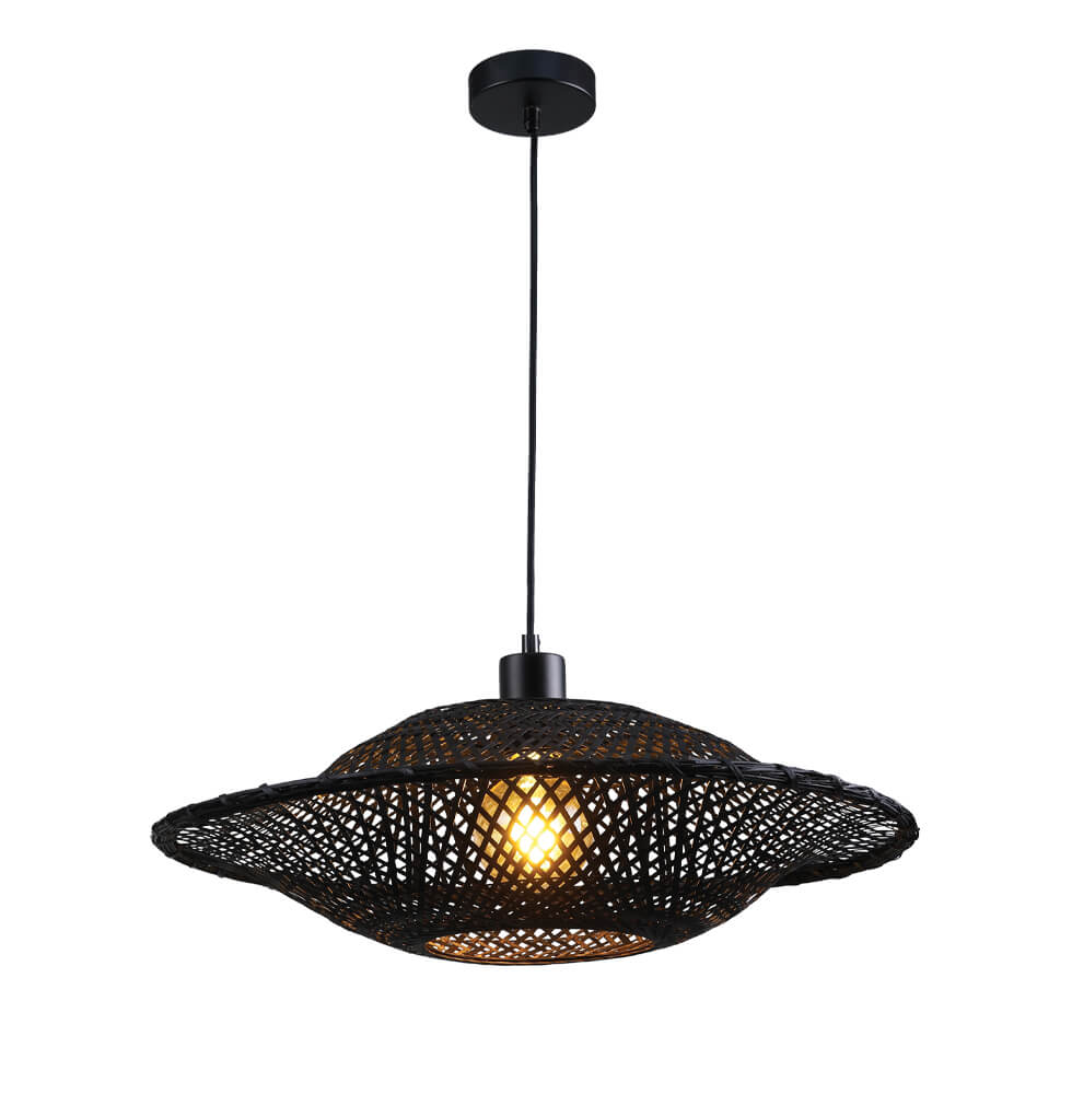 Κρεμαστό Μονόφωτο Ilanga E27 40W 50x150cm Μαύρο Μπαμπού