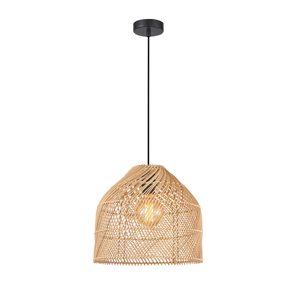 Κρεμαστό Μονόφωτο Mallonca E27 40W 34,5x150cm Ραττάν-Μαύρο