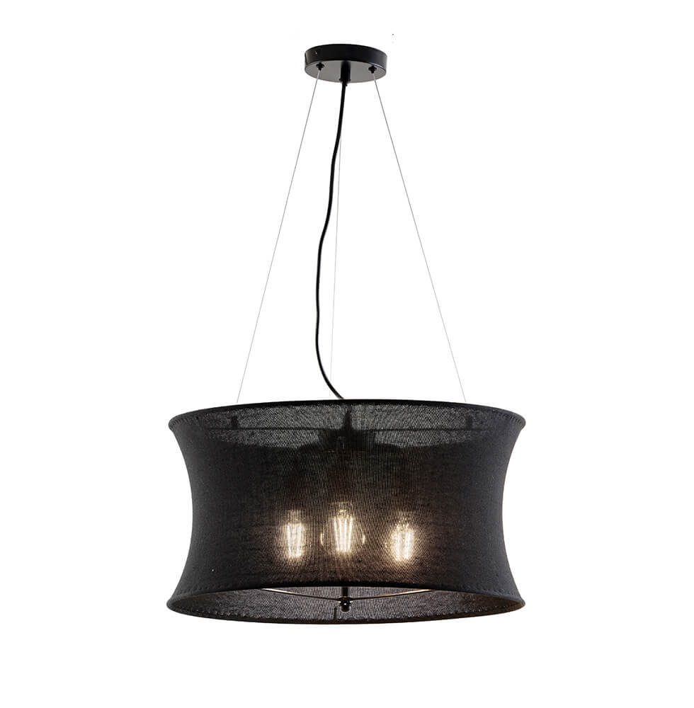 Κρεμαστό Φωτιστικό Trumpet E27 40W 50x131cm Ύφασμα-Μαύρο