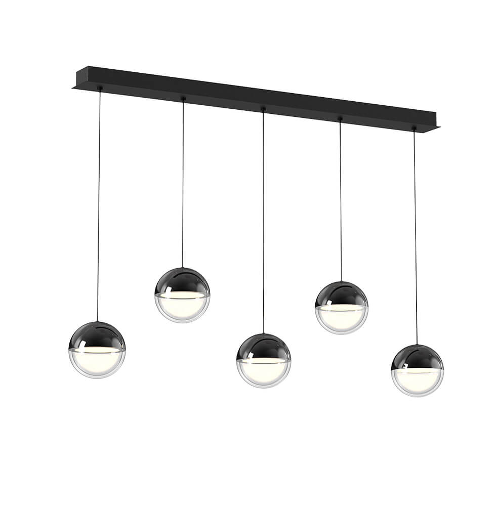 Κρεμαστό 5/Φωτο Ράγας Zirea LED 30W 92x167cm Μαύρο-Διάφανο