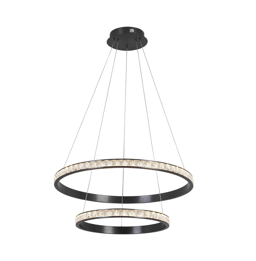 Κρεμαστό Φωτιστικό Oriana LED 48W 62x150cm Μαύρο-Κρυστάλλινο