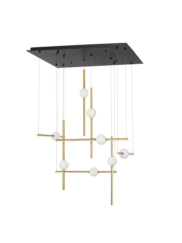 Κρεμαστό Πολύφωτο ACROBAT LED 106W 106x80x150cm Μαύρο-Οπάλ-Χρυσός