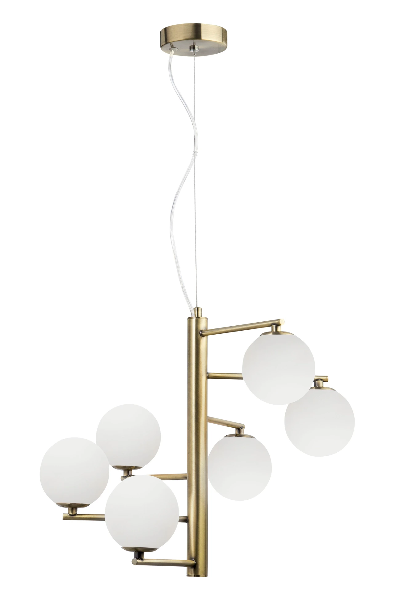 Κρεμαστό Εξάφωτο AGRIGENTO LED G9 5W 45x150cm Λευκό-Ορείχαλκος