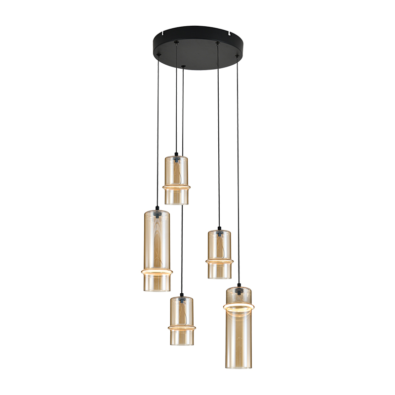 Κρεμαστό Πολύφωτο LED 20W 3000K 32cm Μαύρο-Κεχριμπάρι