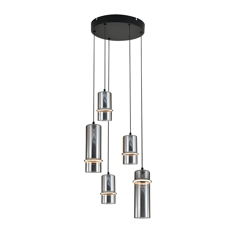 Κρεμαστό Πολύφωτο LED 20W 3000K 32cm Μαύρο-Φυμέ