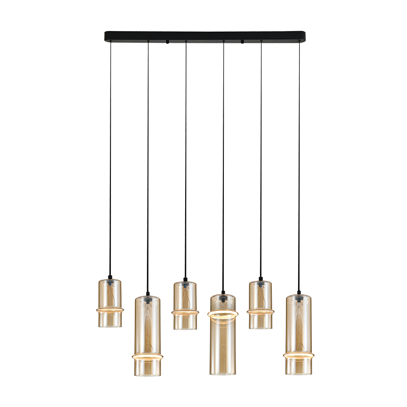 Κρεμαστό Πολύφωτο σε Ράγα LED 26W 3000K 102cm Μαύρο-Κεχριμπάρι