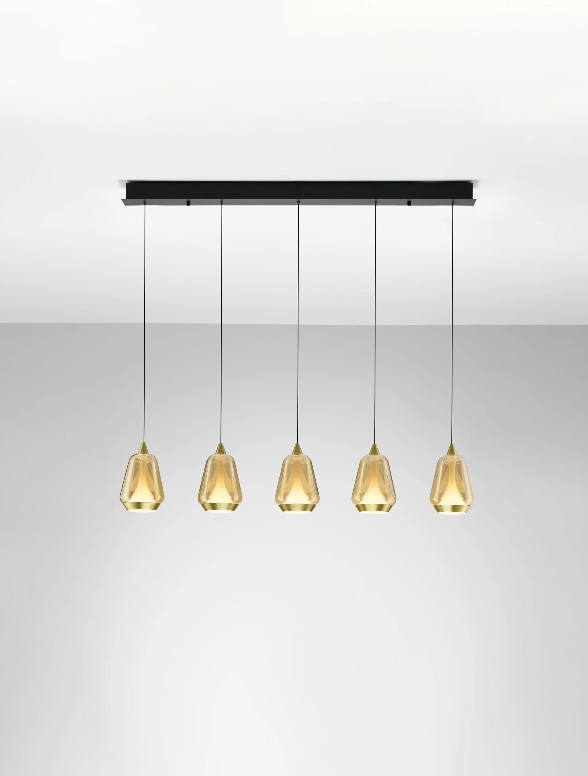 Κρεμαστό Πεντάφωτο σε Ράγα ALISH LED 37W 3000K 96cm Μαύρο-Χρυσό