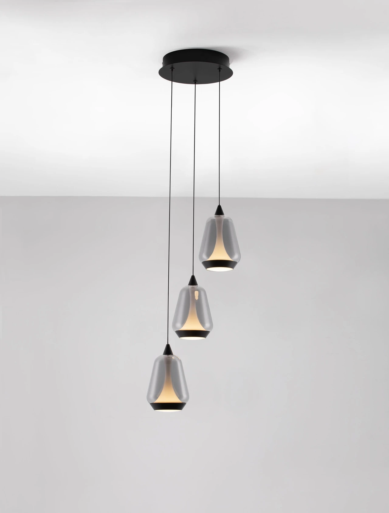 Κρεμαστό Τρίφωτο ALISH LED 24W 3000K 28cm Μαύρο-Γκρι