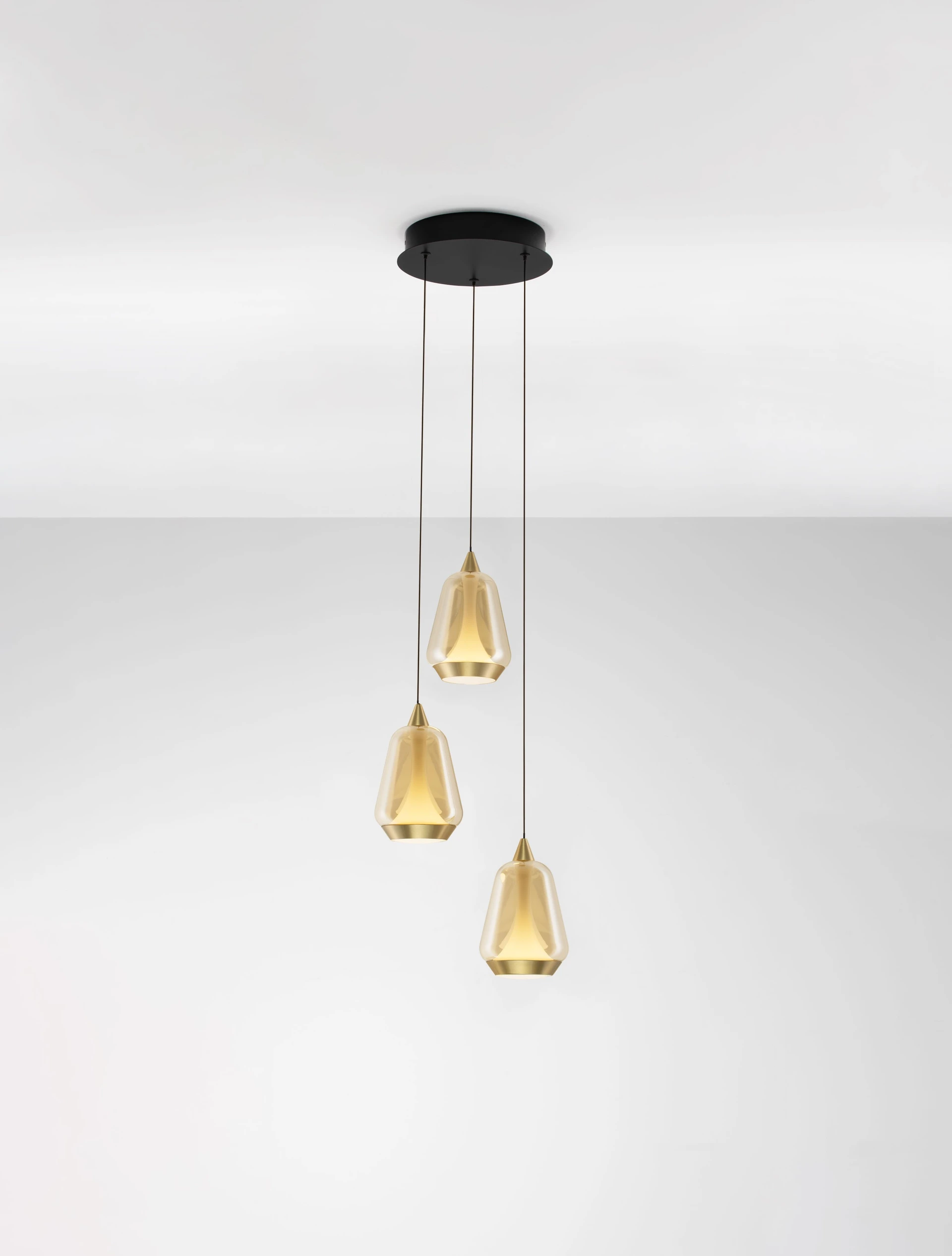 Κρεμαστό Τρίφωτο ALISH LED 24W 3000K 28cm Μαύρο-Χρυσό