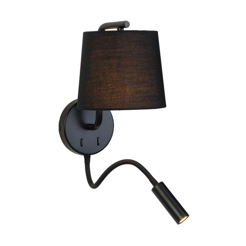 Απλίκα Ξενοδοχείου Διπλή H57 LED-E27 3W+40W 3000K 25x28cm Μαύρο