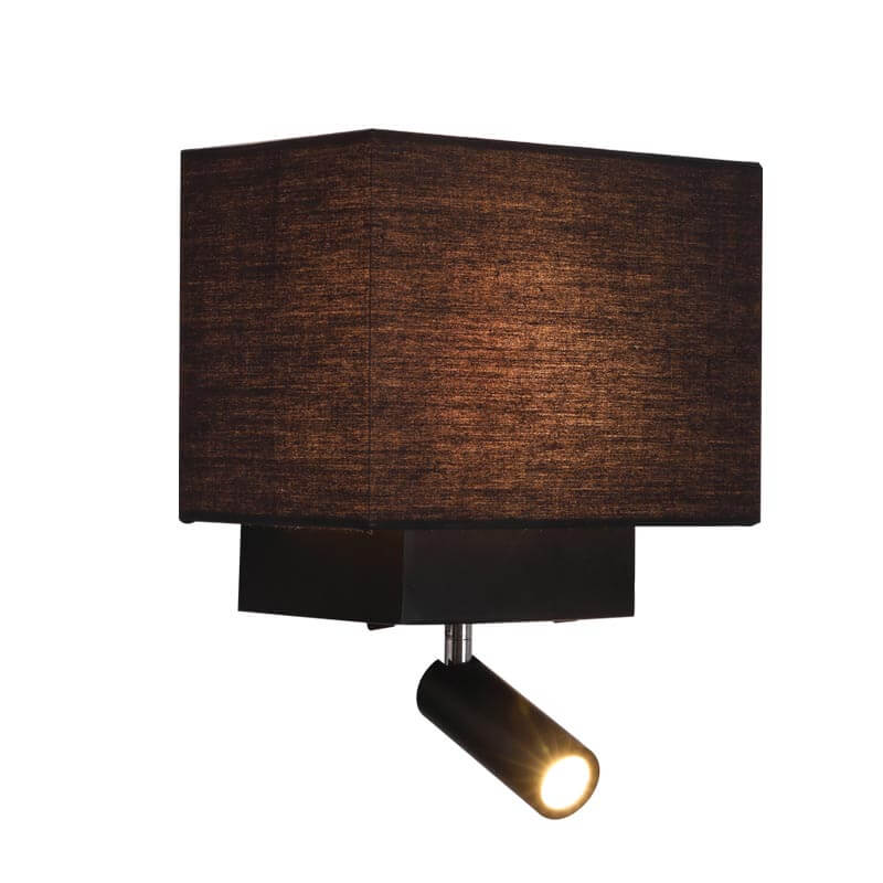 Απλίκα Ξενοδοχείου Διπλή H59 LED-E27 3W+40W 3000K 20x20cm Μαύρο