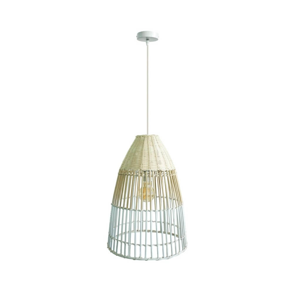 Κρεμαστό Μονόφωτο Jan LED Ε27 20W 35x50cm Λευκό-Μπαμπού VK/03125PE/35