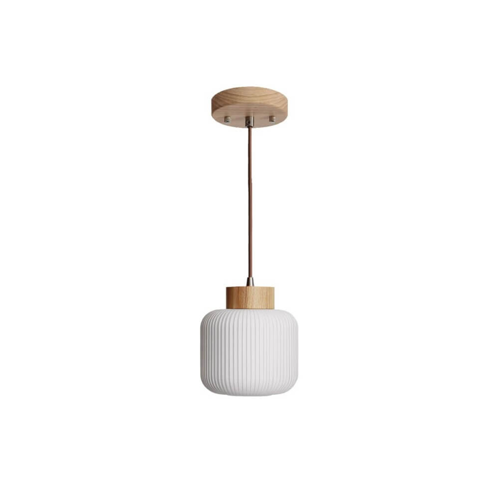 Κρεμαστό Μονόφωτο Alena LED E27 20W 20x24cm Λευκό-Ξύλο VK/03326/PE/NW/20