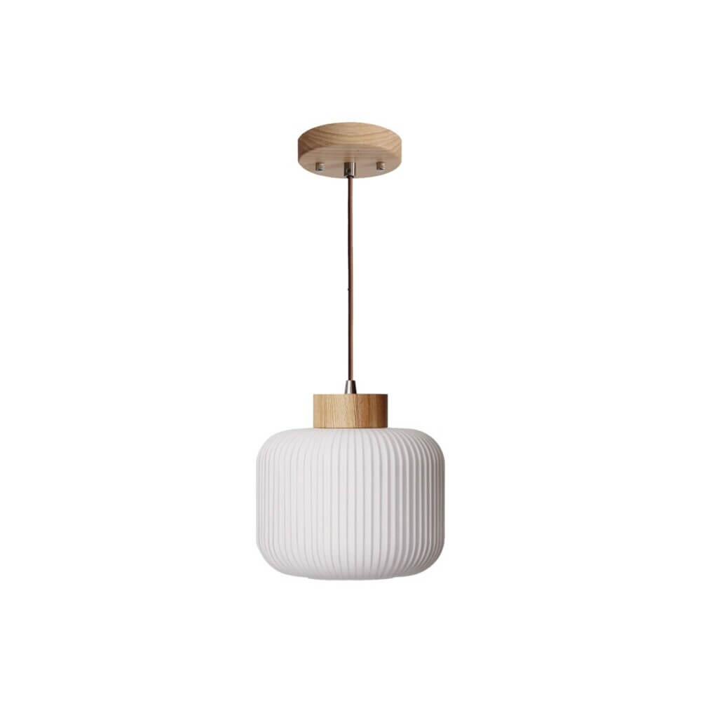 Κρεμαστό Μονόφωτο Alena LED E27 20W 30x25cm Λευκό-Ξύλο VK/03326/PE/NW/30