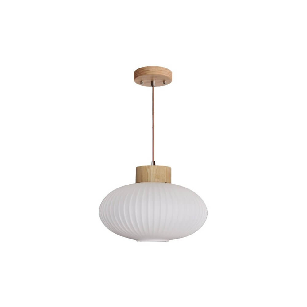 Κρεμαστό Μονόφωτο Alena LED E27 20W 10cm Λευκό-Ξύλο VK/03327/PE/NW