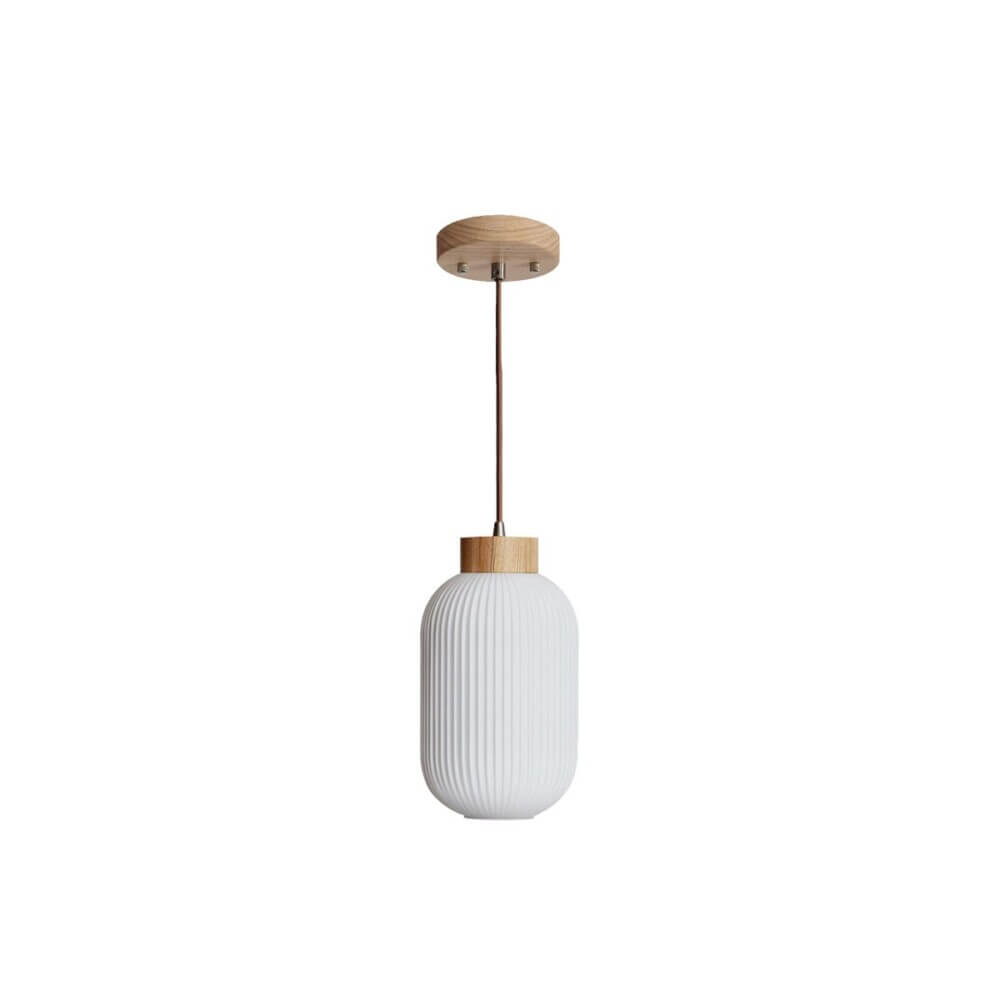 Κρεμαστό Μονόφωτο Alena LED E27 20W 20cm Λευκό-Ξύλο VK/03328/PE/NW