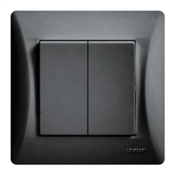 Διακόπτης Κομιτατέρ Αλερετούρ Διπλός 2M H-SERIES 10A/250V Μαύρο