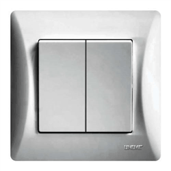 Διακόπτης Κομιτατέρ Αλερετούρ Διπλός 2M H-SERIES 10A/250V Ασημί