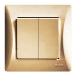Διακόπτης Κομιτατέρ Αλερετούρ Διπλός 2M H-SERIES 10A/250V Χρυσό