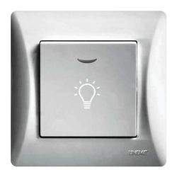 Μπουτόν Κλιμακοστασίου 2M H-SERIES 230V Ασημί με Λυχνία