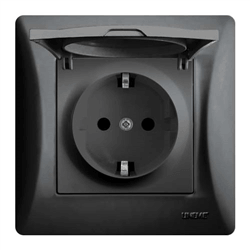Πρίζα Σούκο Ασφαλείας 2M H-SERIES 16A/250V Μαύρο με Καπάκι