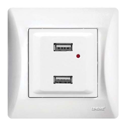 Πρίζα USB Διπλή H-SERIES 5.1VDC/2.1A Λευκό