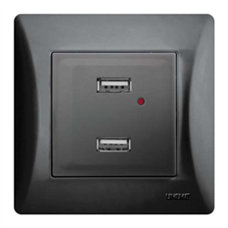 Πρίζα USB Διπλή H-SERIES 5.1VDC/2.1A Μαύρο