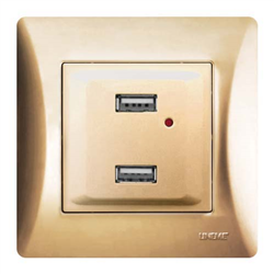 Πρίζα USB Διπλή H-SERIES 5.1VDC/2.1A Χρυσό