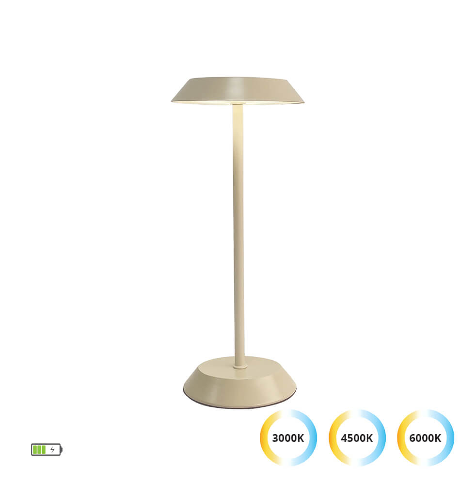 Επαναφορτιζόμενο Πορτατίφ CALIFORNIA LED 2W 3000K/4500K/6000K 12×27.5cm Μπεζ