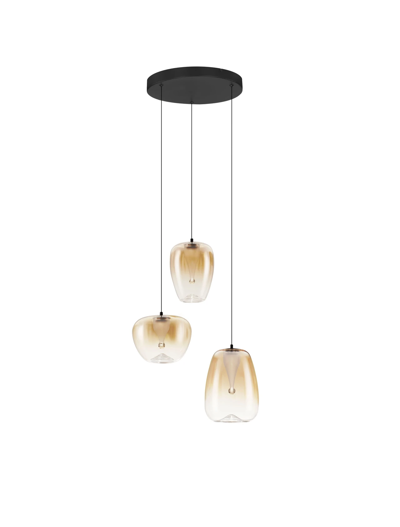 Κρεμαστό Τρίφωτο OBLO LED 10W 3000K 41cm Μαύρο-Κεχριμπάρι