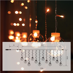 Κουρτίνα 12 Μπάλες Jolylight LED 120L 6W Θερμό Φως 1.8×0.75m Διάφανο με Κοντρόλερ Επεκτεινόμενο