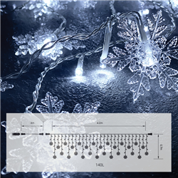 Κουρτίνα Νιφάδες Jolylight LED 140L 6W Ψυχρό Φως 4.2×0.7m Διάφανο με Κοντρόλερ