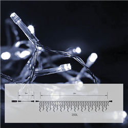 Λαμπάκια Βροχή Jolylight LED 200L 6W Ψυχρό Φως 7m Διάφανο
