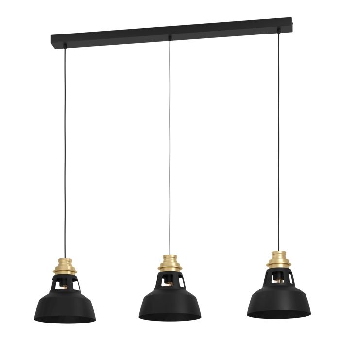Κρεμαστό Τρίφωτο σε Ράγα ESPINARDO E27 40W Μ:107cm Μαύρο-Χρυσό